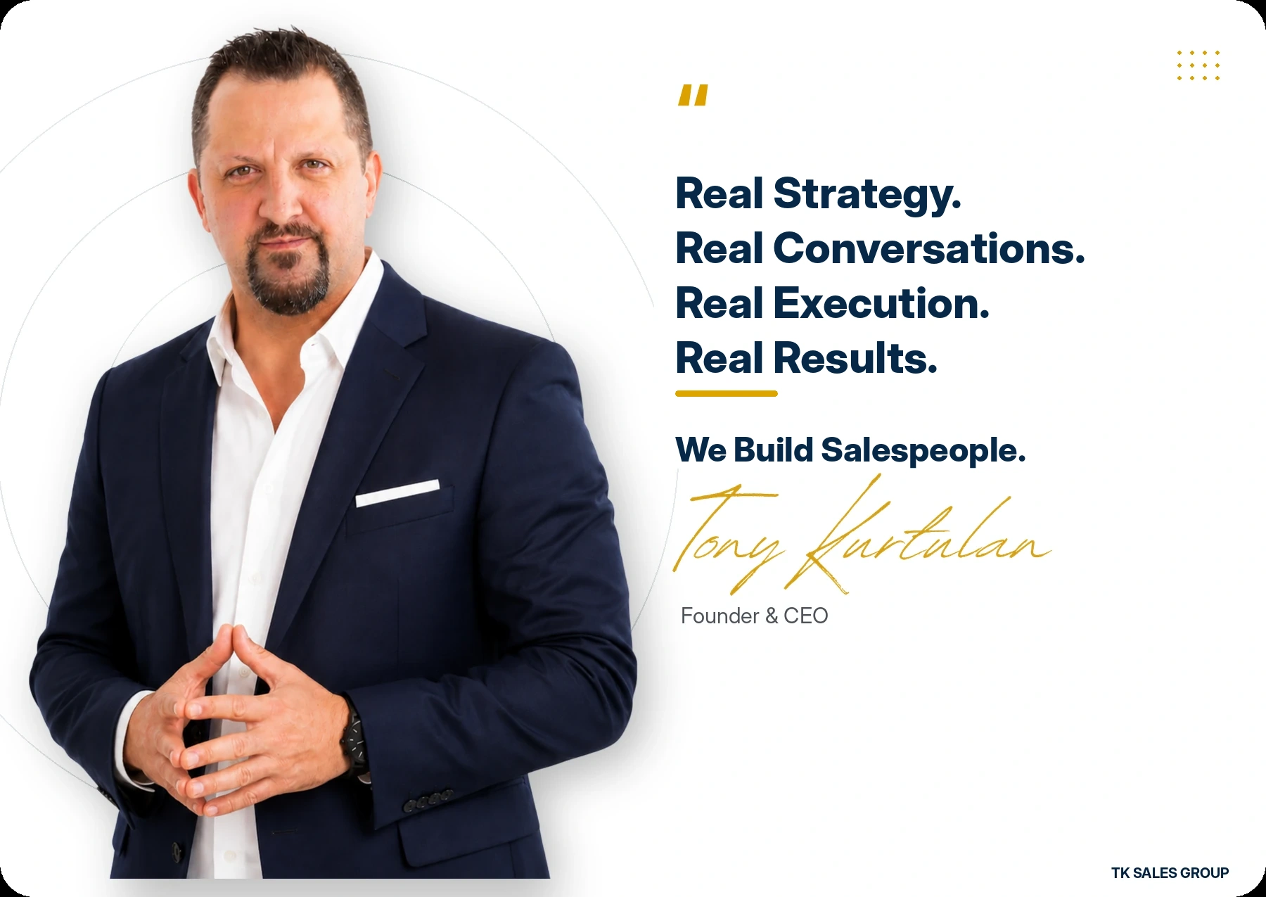Tony Kurtulan of TK Sales Group providing Dallas-Fort Worth sales execution training, sales coaching, consulting, and team development