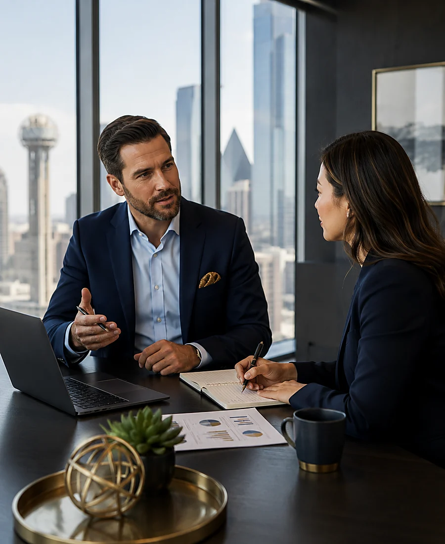 Small-group Dallas sales workshop in a modern conference room
